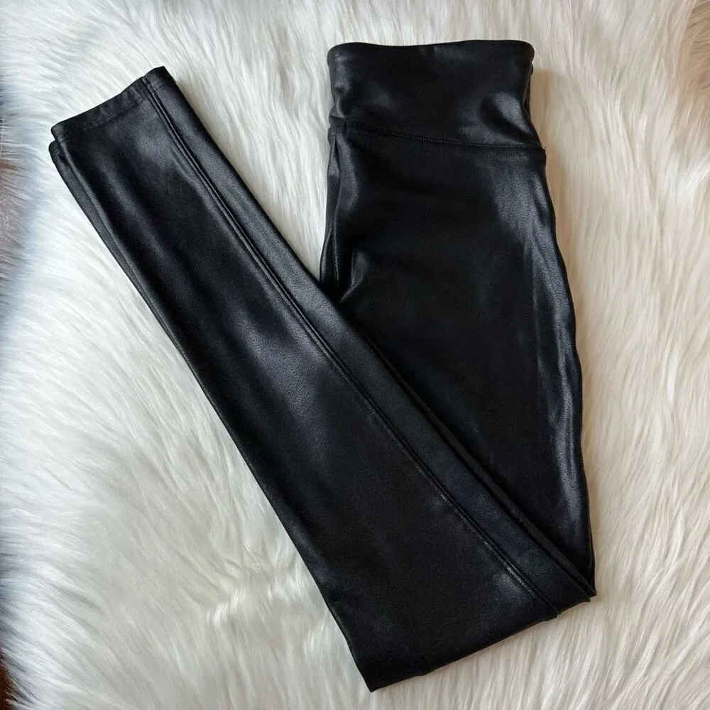 SPANX Faux Leather Leggings Size Small - Picture 2 of 11